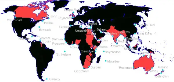 Map showing British colonies around 1800.