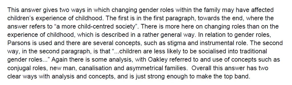 Outline and explain two ways in which changing gender roles within the family may have affected childrens experience of childhood (10)